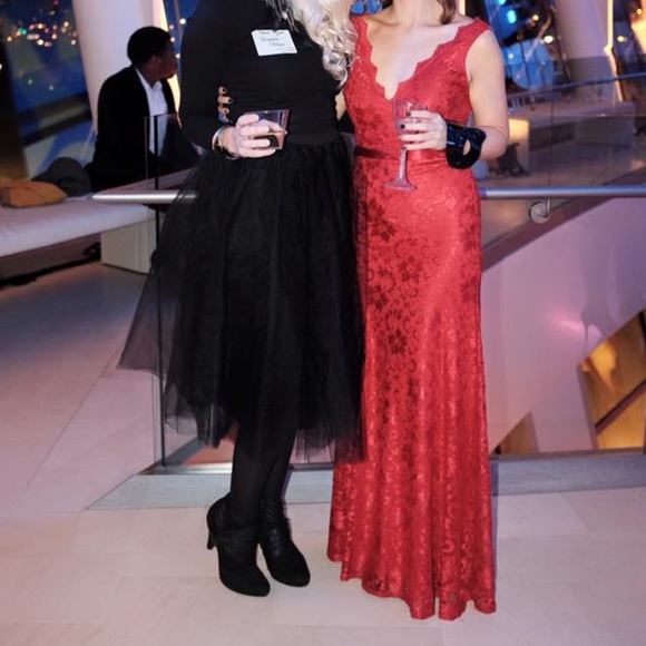 Floor length Red Lace Gown from Windsor - Picture 15 of 15